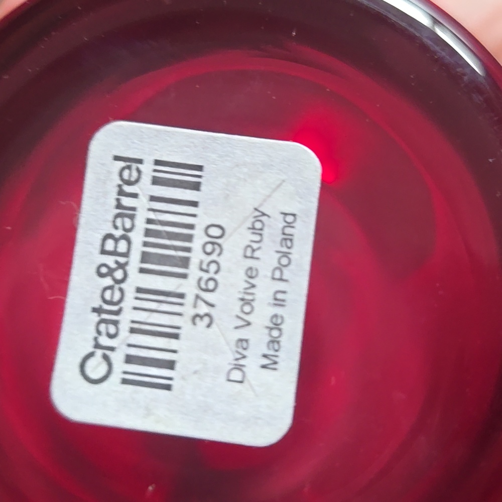 Crate&Barrel "Diva" Ruby Glass Votive Candle Holders - Picture 5 of 10